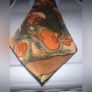 Vintage MERCEDES high fashion Handmade 100%SILK Tie Abstract Deco portrait